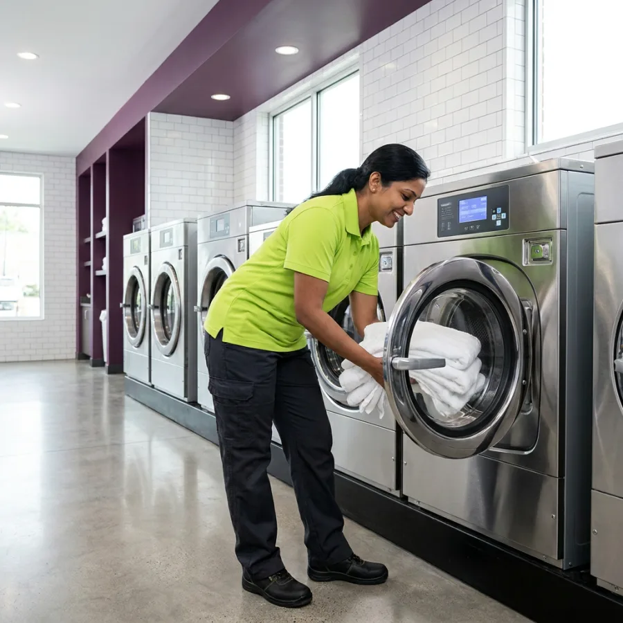 Loading garments into professional washers